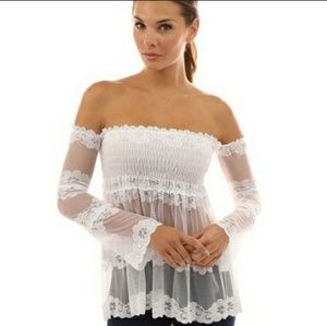 Lace cold shoulder shirt hot small